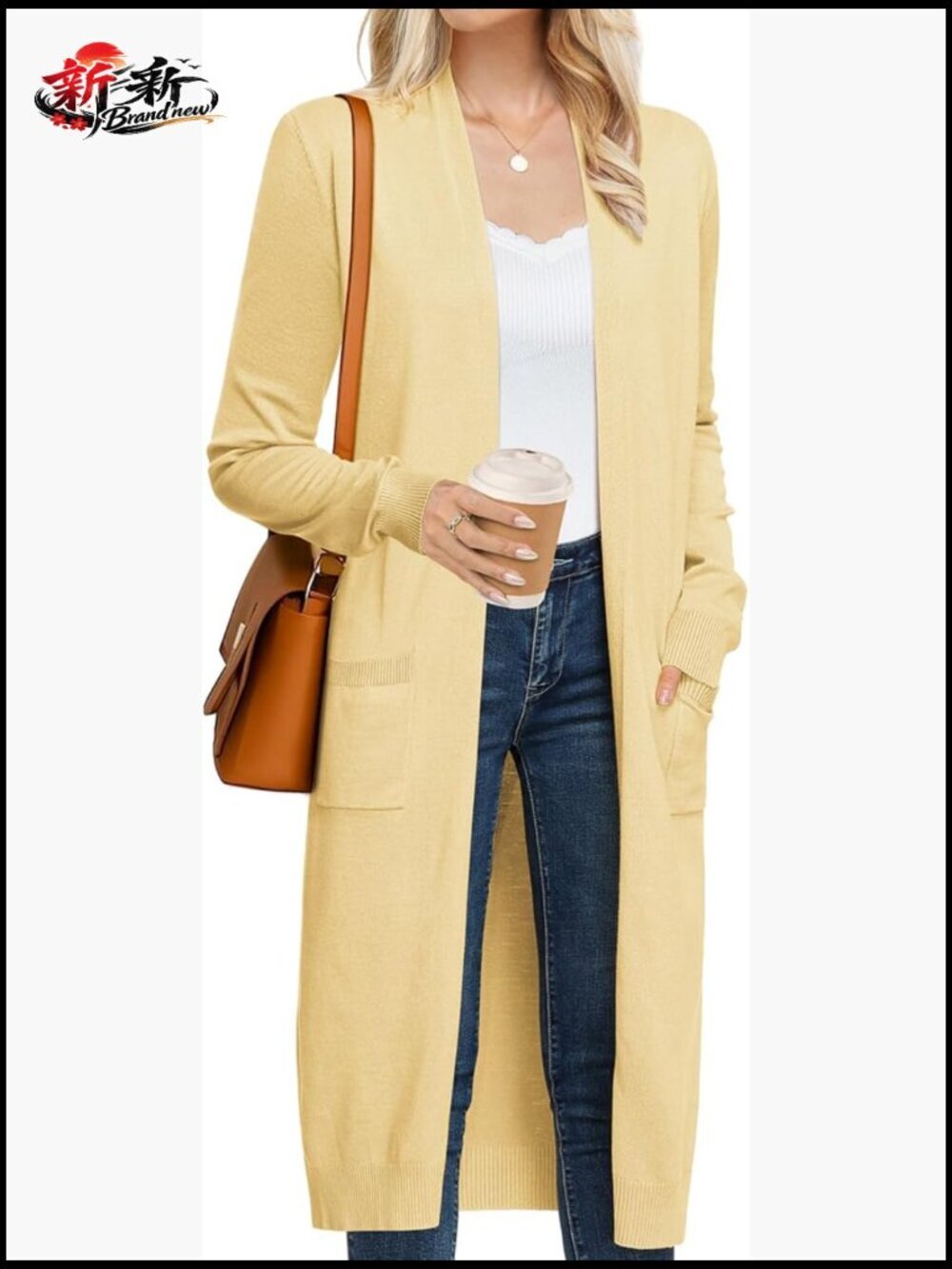Lightweight Open Front Long Cardigan Sweater with Pockets Maxi Duster